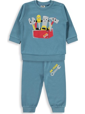 Civil Baby Tamir Aletleri Baskılı 6-18 Ay Takım - Mavi