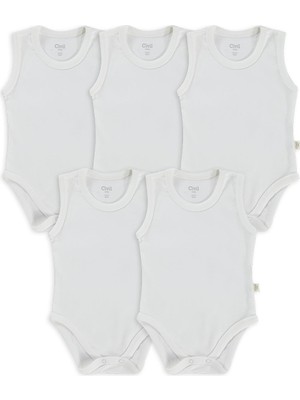 Civil Baby 5 Li Düz Basic Sıfır Kol1-3 Yaş Çıtçıtlı Badi - Beyaz
