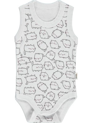 Civil Baby Kedi Empirme 1-36 Ay Çıtçıtlı Badi - Beyaz