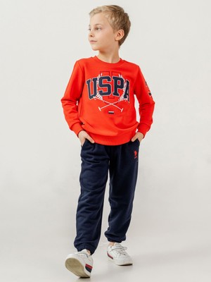 U.S. Polo Assn. Civil Boys 4-8 Yaş Eşofman Takımı - Kırmızı