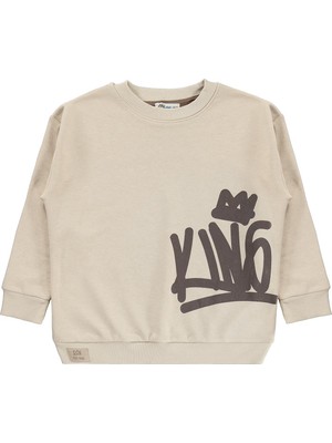 Civil Boys Kıng Baskılı 6-9 Yaş Sweatshirt - Bej