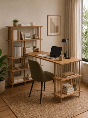 Avmpark Blush 140 cm Raflı Çalışma Masası –kitaplıklı Modern Bilgisayar Masası Ders Masası