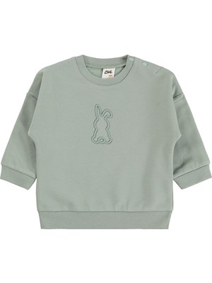 Civil Baby Tavşan Baskılı Basic 6-18 Ay Sweatshirt - Yeşil