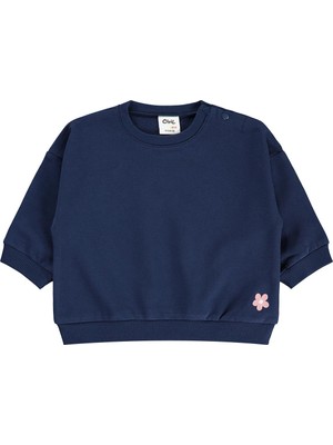 Civil Baby Çiçek Nakışlı Basic 6-18 Ay Sweatshirt - Lacivert