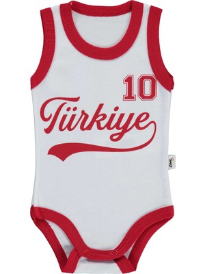 Civil Baby Türkiye Baskılı 0-3 Yaş Çıtçıtlı Badi - Beyaz