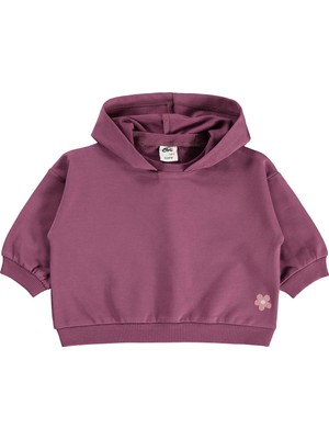 Civil Baby Çiçek Nakışlı Kapşonlu Basic 6-18 Ay Sweatshirt - Lila