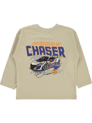 Civil Boys Chaser Araba Baskılı 2-5 Yaş Sweatshirt Km - Bej