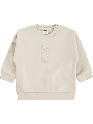 Civil Baby Tavşan Baskılı Basic 6-18 Ay Sweatshirt - Bej