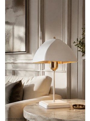 Lumen İstanbul Karmen Abajur Beyaz - Içi Gold - Gold Kuka