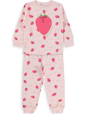 Civil Girls Çilek Desenli 2-5 Yaş Pijama Takımı - Pudra