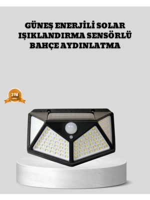 Epilons Güneş Enerjili Aydınlatma 100 LED Sensörlü Solar Dış Mekan Lamba