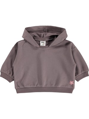 Civil Baby Çiçek Nakışlı Kapşonlu Basic 6-18 Ay Sweatshirt - Kahve