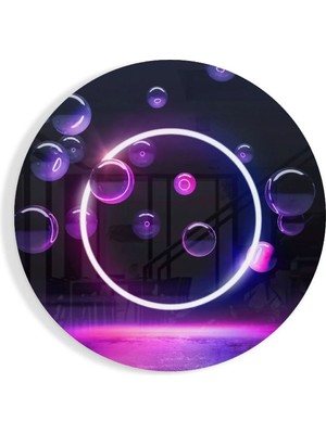 Marsilyan Neon Daire Cam Duvar Tablosu | Modern Dekoratif Tasarım | Seri Rzunjm