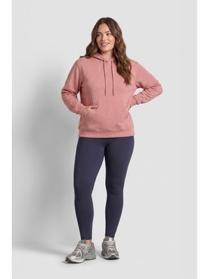 Kadın Kapüşonlu Cepli Mercan Sweatshirt