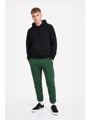 Markapia Man Erkek Kapüşonlu Içi Polarlı Siyah Sweatshirt