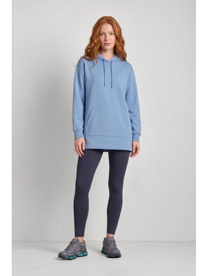 Markapia Woman Kadın Kapüşonlu Cepli Mavi Tunik Sweatshirt