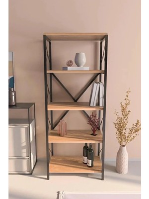 Kitaplık 5 Raflı Çok Amaçlı Dekoratif Raf Çalışma Odası Mutfak Salon