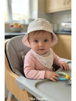 PIECE SIGNATURE %100 Cotton, Sevimli Kız Bebek Bucket Şapka ( 43-46 cm )
