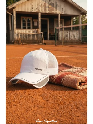 PIECE SIGNATURE Reflektör Şeritli, Güneş Korumalı, ''açılır-Kapanır Siperlikli'' Fileli, Koşu ve Tenis Şapkası