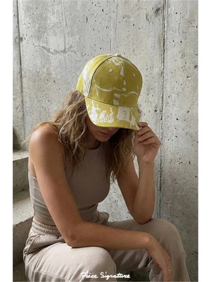 PIECE SIGNATURE Vintage Görünümlü Boya Sıçrama Desenli Ayarlanabilir Kep Şapka Unisex