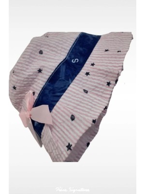 PIECE SIGNATURE Çizgili Bebe Fötr Kova Şapka ( 2-4 Yaş ) ( Unisex ) ( Pembe )
