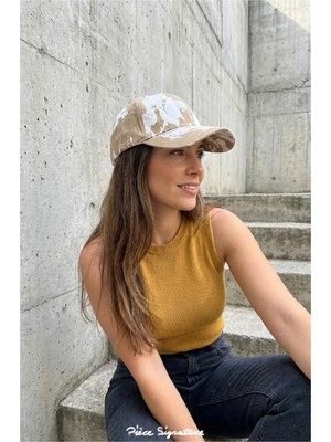 PIECE SIGNATURE Vintage Görünümlü Boya Sıçrama Desenli Ayarlanabilir Kep Şapka Unisex