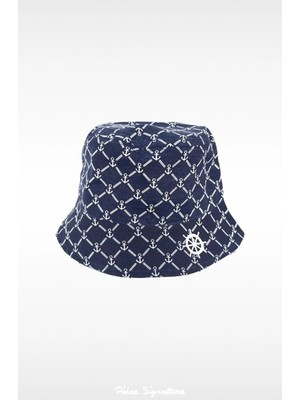 PIECE SIGNATURE %100 Pamuk Çocuklar Için Çıpalı Güneş Şapkası ( 4-8 Yaş ) ( Size 52 )