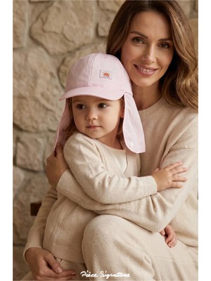 PIECE SIGNATURE Çıtçıtlı Bebek & Kız Çocuk Lejyoner Şapka - Enselikli Yazlık Güneş Şapkası (1-4 Yaş) ( Size 47-50 cm )