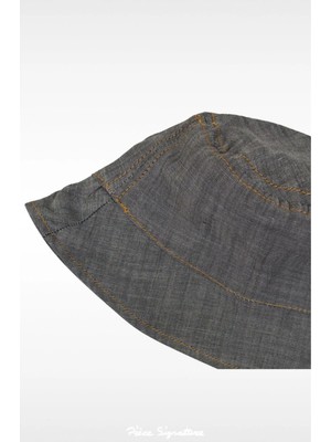 PIECE SIGNATURE %100 Pamuk Çocuk Kot Balıkçı Şapka ( 4-8 Yaş ) ( 52 cm )