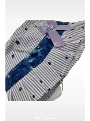 PIECE SIGNATURE Çizgili Bebe Fötr Kova Şapka ( 2-4 Yaş) ( Unisex ) ( Lila )