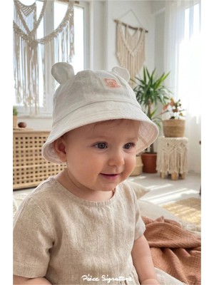 PIECE SIGNATURE Yazın En Tatlı Koruyucusu: Bebekler Için Kulaklı Bucket Şapkalar ( 0-18 Ay ) ( Size 43-46 cm )