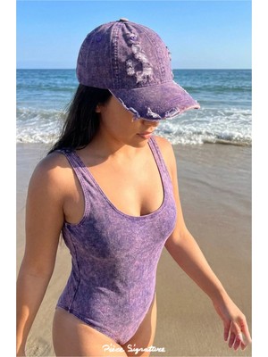 PIECE SIGNATURE Eskitme Yırtık Detaylı Denim Streetwear Lüx Beyzbol Şapkası - Unisex Kot Kep