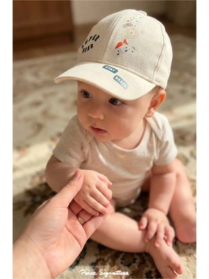 PIECE SIGNATURE %100 Cotton, Sevimli Erkek Bebek Kep ( 43-46 cm ) ( Arkadan Lastik Aparatlı )