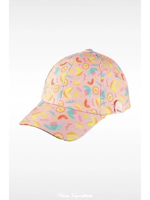 PIECE SIGNATURE %100 Polyester Baskılı Kız Bebek Şapka ( 1-3 Yaş ) ( Size 48-50 cm )