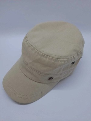 PIECE SIGNATURE Kaliteli Vintage Askeri Tarz Metal Yıldızlı Şapka ( Unisex ) ( Bej Krem ) ( Arkadan Ayarlanabilir)