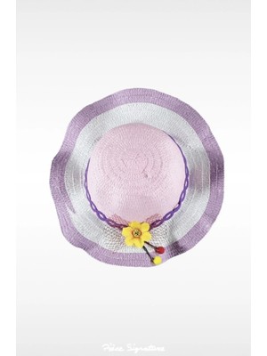 PIECE SIGNATURE Kız Çocuk Sarı Papatyalı Hasır Şapka