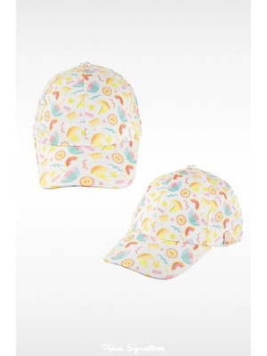 PIECE SIGNATURE %100 Polyester Baskılı Kız Bebek Şapka ( 1-3 Yaş ) ( Size 48-50 cm )