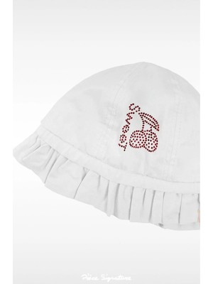 PIECE SIGNATURE %100 Pamuk Kız Çocuk Taş Işlemeli Balıkçı Şapka ( 4-8 Yaş ) ( 52 cm )