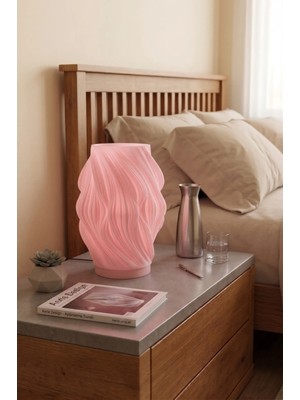 Lumense Venüs Estetik Dalga Formlu Modern Dekoratif Gece Lambası ve Abajur - Pembe