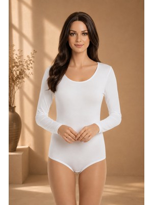 Frem Viskon Uzun Kol Beyaz Kancalı Body F204