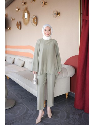 İmaj Butik Olive Ispanyol Kol Tunik Pantolonlu Takım