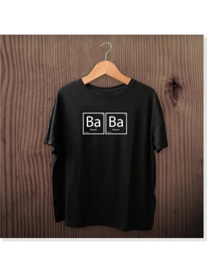Modi Babalar Günü Hediye Baba Temalı Baskılı Oversize Bisiklet Yaka T-Shirt Siyah