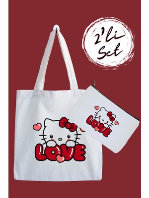 Belirtilmemiş Hello Kitty Love Su Geçirmez Bez Çanta ve Kalemlik 2'li Avantaj Seti