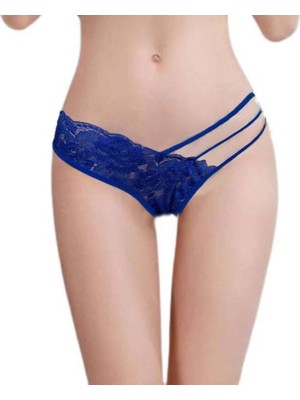 Kadın Mavi Dantelli Şerit Detaylı String Külot - ANKA003340-3029