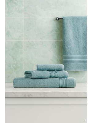 Happy Trend 3 Parça Ekonomik Banyo Havlu Seti% 100 Pamuklu Basic (Mint)