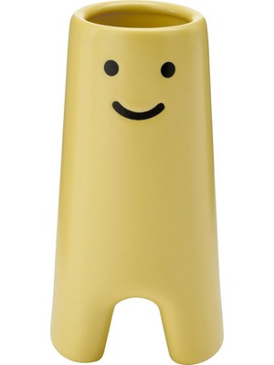 IKEA Modern Sarı Cam Vazo 14 cm - Dekoratif Ev & Ofis Süsü - Çiçek Vazosu Şık Tasarım