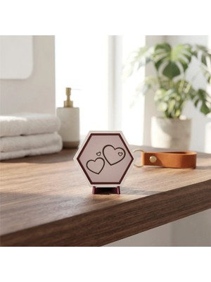 Miawiki Özel Tasarım Ikili Kalp Masaüstü Dekoratif Objesi Ofisinizde Modern ve Zarif Bir Görünüm Sunan Parça 10X10 cm