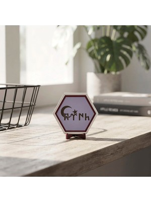 Miawiki Ay Yıldız Figürü ve Göktürkçe Türk Yazısıyla Modern Masaüstü Dekoru Sevdikleriniz Için Anlamlı ve Şık Hediye 10X10 cm