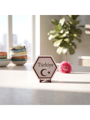 Miawiki Zarif Ay Yıldız Motifli Türkiye Yazılı Masaüstü Aksesuarı Çalışma Alanlarınıza Estetik Katan Modern Özel Tasarım Ürün 10X10 cm