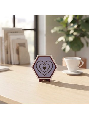 Miawiki Modern Çizgili Kalp Ikonlu Masaüstü Süsü Ev ve Ofisiniz Için Modern Görünüm Sunan Şık Parça 10X10 cm